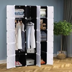 HOMCOM DIY Cube Portable Wardrobe - White & Black - 831-248
