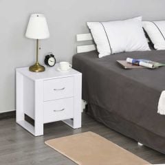HOMCOM Bedside Table with 2 Drawers - White - 831-293WT
