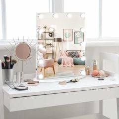 HOMCOM Touch Control Dressing Table Mirror with LED Lights - White - 831-329