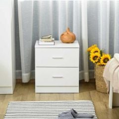 HOMCOM Bedside Table with 2 Drawers - White - 831-425 Lifestyle
