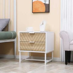 HOMCOM Modern Bedside Table with 2 Drawers - White - 831-480 Lifestyle Main Image
