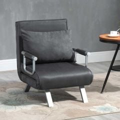 HOMCOM 2-in-1 Design Suedette Adjustable Sofa Chair - Dark Grey - 833-040V70