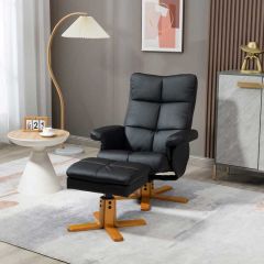 HOMCOM Swivel Recliner Chair with Footstool Storage - Black - 833-358V70BK Lifestyle