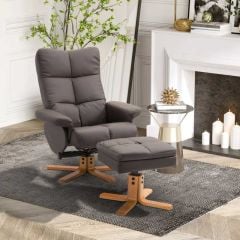 HOMCOM Swivel Recliner Chair with Footstool Storage - Brown - 833-358V70CF Lifestyle Main Image