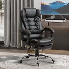 HOMCOM Executive Office Chair with Retractable Footrest - Black - 921-084V71BK