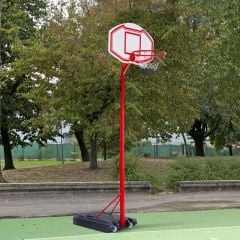 HOMCOM Portable Basketball Hoop With Backboard - Red/White/Black - A61-005