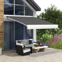 Outsunny Electric Retractable Awning With Remote Controller 3 x 2.5m - Grey - 840-255V70GY
