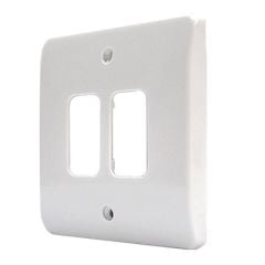 MK Grid plate 2 gang moulded white