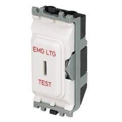 MK White 20 Amp 2 Way SP Secret Key Switch Marked 'EMG LTG TEST'