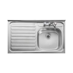 Leisure Contract Square Front 1.0 Bowl Kitchen Sink Left Hand Drainer - Stainless Steel LC105L/