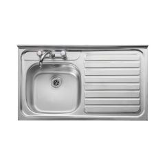 Leisure Contract Square Front 1.0 Bowl Kitchen Sink Right Hand Drainer - Stainless Steel LC105R/