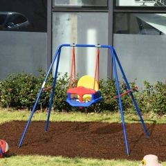 Outsunny Baby Swing Seat with Safety Harness - Blue / Yellow / Red - 344-025