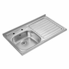 Leisure Contract Roll Front 1.0 Bowl Kitchen Sink Right Hand Drainer - Stainless Steel