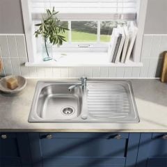 Leisure Sinks Linear Compact Inset Kitchen Sink - Stainless Steel - LR8001/