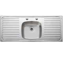 Leisure Linear 1.0 Bowl Kitchen Sink Double Drainer 2 Tap Hole - Stainless Steel - LR116052/NC