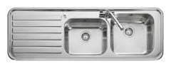 Leisure Luxe 2 Bowl Inset Kitchen Sink Left Hand Small Bowl - Stainless Steel LX155L/