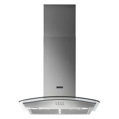 Zanussi ZHC62352X 60cm Curved Glass Chimney Hood - Stainless Steel - Mounted Front View