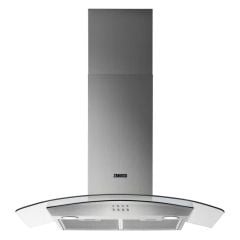 Zanussi ZHC92352X 90cm Curved Glass Chimney Hood - Stainless Steel - Mounted Front Display