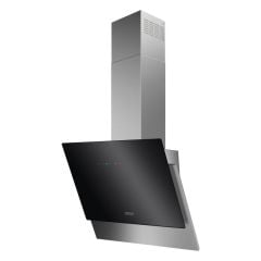 Zanussi ZFV916Y 60cm Angled Chimney Hood - Stainless Steel And Black Gloss - Angle Mounted Hood Front Side View