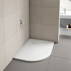 Merlyn Truestone Offset Quadrant Shower TrayLeft Hand with Integrated Waste - White - 1200 x 900 mm - T129HWL