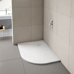 Merlyn Truestone Offset Quadrant Shower Tray Right Hand with Integrated Waste - White - 1200 x 900mm - T129HWR