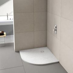 Merlyn Truestone Quadrant Shower Tray with Integrated Waste - White - 900 x 900mm - T90QW