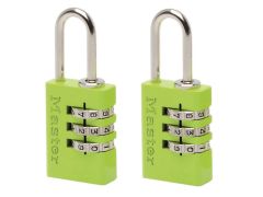 Master Lock Aluminium Combination Padlocks 3 Digit Colour 20mm x 2 - MLK7620TCOL