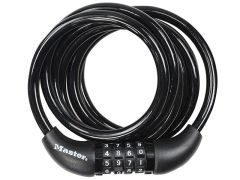 Master Lock Black Self Coiling Combination Cable 1.8m x 8mm - MLK8221E