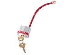 Master Lock Lockout Padlock with Flexible Braided Steel Cable Shackle - MLKS7C5RED