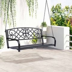 Outsunny Designer Metal Porch Swing Chair - Black - 84A-064