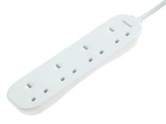 Masterplug Extension Lead 240 Volt 4 Gang 13 Amp White 5 Metre - MSTBFG5