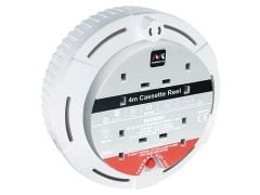 Masterplug Cassette Cable Reel 4 Metre 4 Socket Thermal Cut-Out White 13A 240 Volt - MSTSCT04134W