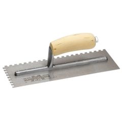 Marshalltown Notched Trowel 702S Square 1/4in Wooden Handle 11 x 4.1/2in - M/T702S