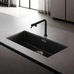 Reginox Multa Elleci Granite Single Bowl Kitchen Sink - Black - MULTA 130 B