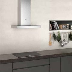 Neff N30 D62BBC0N0B 60cm Box Design Chimney Cooker Hood - Stainless Steel - Mounted Front View