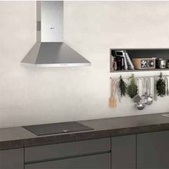 Neff N30 D62PBC0N0B 60cm Pyramid Chimney Cooker Hood - Stainless Steel - Mounted Front View