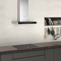 Neff N50 D64BHM1N0B 60cm Box Design Chimney Cooker Hood - Stainless Steel - Mounted Front View