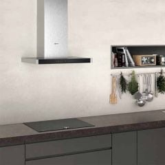 Neff N70 D65BMP5N0B 60cm Box Design Chimney Cooker Hood - Stainless Steel - Mounted Front View