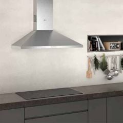 Neff N30 D92PBC0N0B 90cm Pyramid Chimney Cooker Hood - Stainless Steel - Mounted Front View