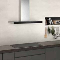 Neff N50 D94BHM1N0B 90cm Box Design Chimney Cooker Hood - Stainless Steel - Mounted Front View