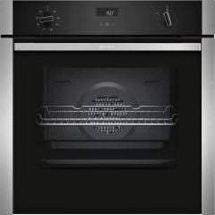 Neff N50 B4ACF1AN0B Built-In Slide & Hide Single Electric Oven - Stainless Steel - Controls Panel And Display Front View
