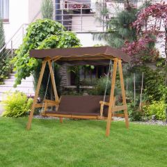 Outsunny 3-Seater Wooden Garden Swing Chair - Brown - 84A-152V70