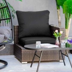 Outsunny 2 Piece Back and Seat Garden Chair Cushions - 150x630x550mm - Black - 84B-941V71BK