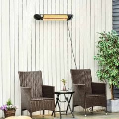 Outsunny 2000W Wall Mounted Electric Patio Heater with Remote - Black - 842-182V70