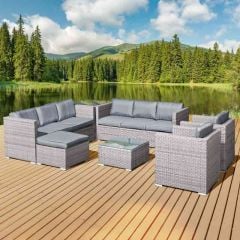 Oseasons® Malta XS Rattan 9 Seat U-Shape Sofa Set - Dove Grey - 106450