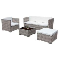 Oseasons® Acorn Rattan 5 Seat Lounge Sofa Set - Dove Grey/White - 106891