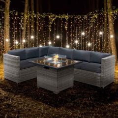 Oseasons® Acorn Rattan 6 Seat Corner Firepit Sofa Set - Dove Grey - 106897 Main Image