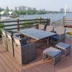 Oseasons® Cube KD Rattan 6-12 Seat Dining Set - Grey - 106990
