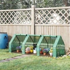 Outsunny XS Polytunnel Greenhouse with Zip Up Doors 90H x 270L x 90Wcm - Green - 01-0469