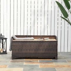 Outsunny Rattan Garden Bench With Storage - Brown - 841-153